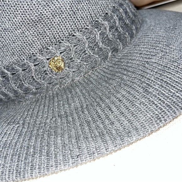 Vince Camuto NWT! Packable Chunky Knit Grey Panama Hat One Size - Picture 4 of 10